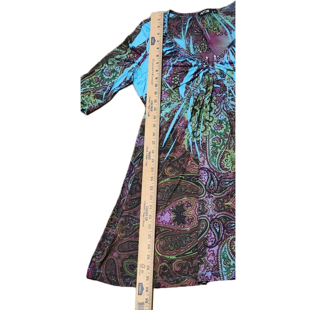 APT 9 Womens Multicol Top  Dress Tattoo Print V Neckline 3/4 Sleeve Size  Medium - Picture 8 of 16